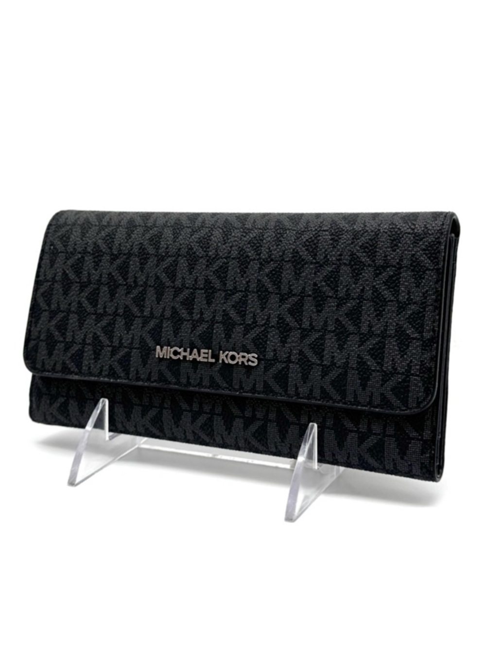Michael Kors Large Trifold Wallet Black Signature